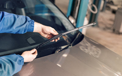 Saab Mechanic Checking Windscreen Wipers